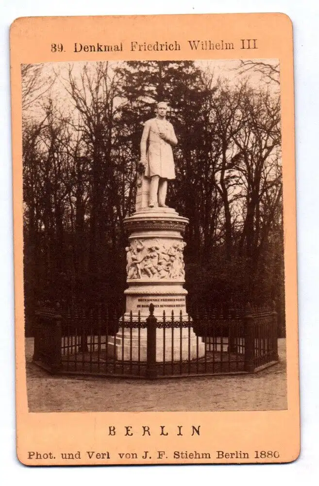 CdV  Foto Berlin Denkmal Friedrich Wilhelm III 1880 0