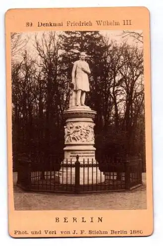 CdV  Foto Berlin Denkmal Friedrich Wilhelm III 1880