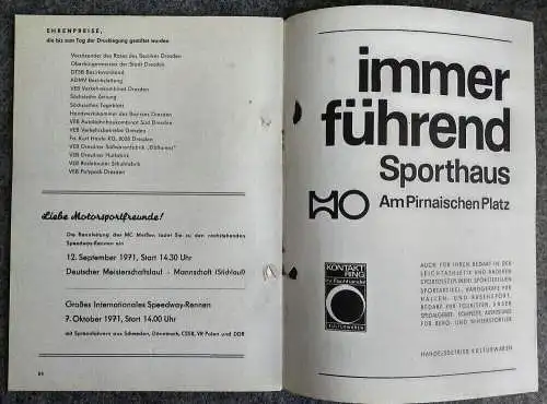 DDR Motorsport Programm 19 Internationales Autobahnspinne Rennen 1971