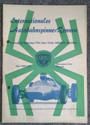 Internationales Autobahnspinne Rennen 1964 Dresden Hellerau DDR Motorsport Progr