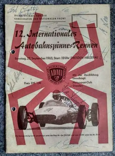 12 Internationales Autobahnspinne Rennen 1963 Dresden DDR Motorsport Programm