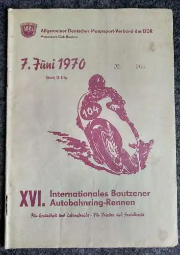 XVI Internationales Bautzener Autobahnring Rennen 1970 DDR Motorsport Heft 