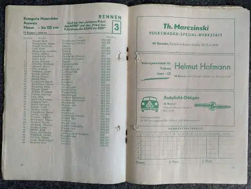 XVII Internationales Bautzener Autobahnring Rennen 1971 DDR Motorsport Programm