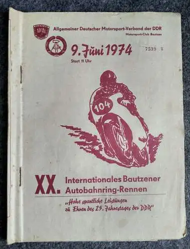 XX Internationales Bautzener Autobahnring Rennen DDR Motorsport Verband 1974