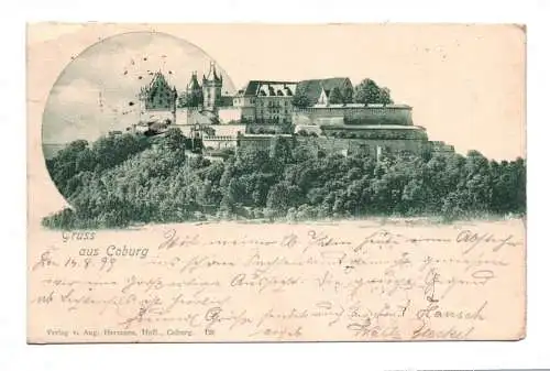 Ak Gruss aus Coburg 1899 Schloss Festung Veste