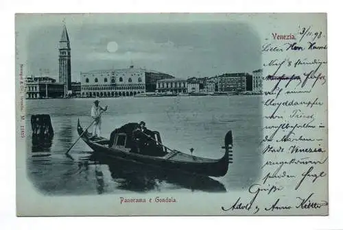 Ak Venzia Panorama e Gondola 1898 Venedig