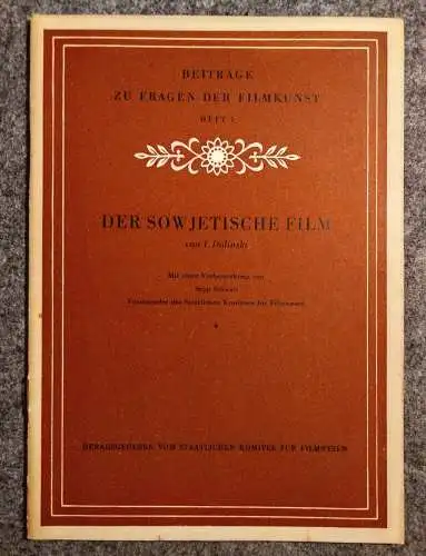 Beiträge zu Fragen der Filmkunst 5 Stück Heft 1 bis 5 DDR 1953