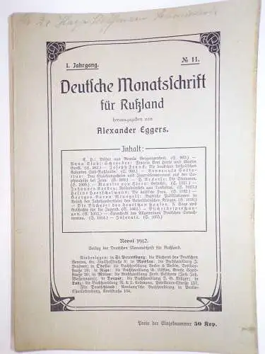 Deutsche Monatsschrift für Russland Alexander Eggers 6 Heft 1914 Reval