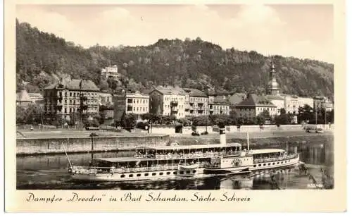 Ak Dampfer Dresden in Bad Schandau Sächs.Schweiz Raddampfer Stempel 1961 (A4048