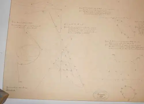 Handzeichnung Geometrie geometrische Formen Polytechnikum Dresden 1878 (Nr2