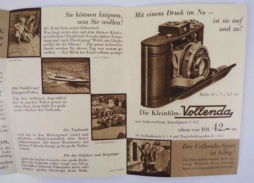 Kleinfilm Vollenda 3 x 4  Kamera Fotoapparat 1930 er  1