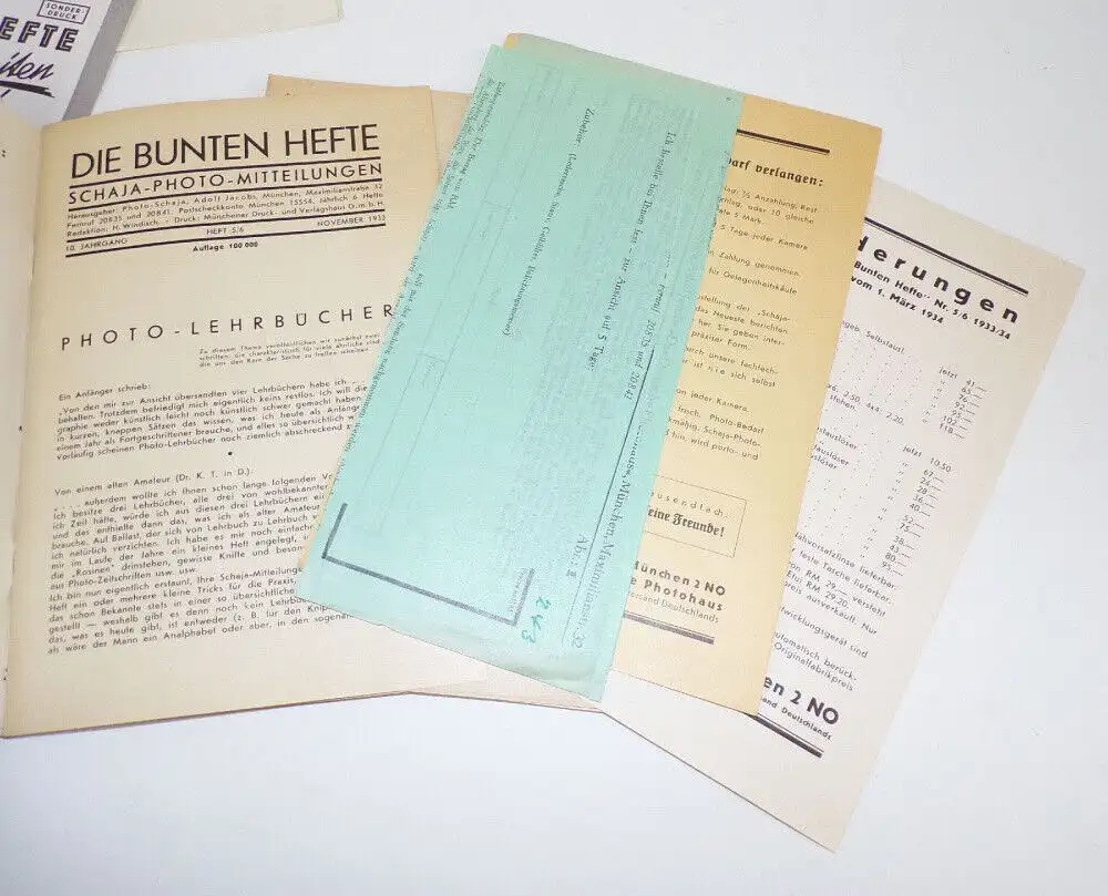 Die bunten Hefte Schaja Photo Mitteilung Lot 1933 1934  1