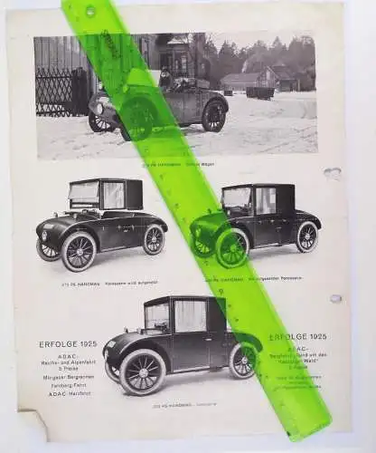 Hanomag Reklame Blatt Automobil PKW Oldtimer 1925