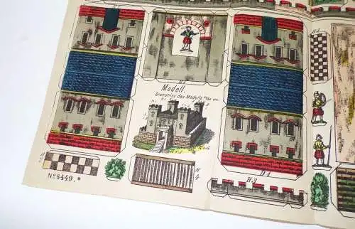 Alter Bastelbogen Modellierbogen um 1880 koloriert Ritterburg wohl Neuruppin
