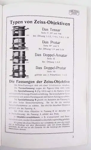 Carl Zeiss Jena Photographische Objektive P 197 altes Prospekt