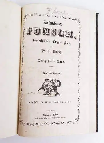 Münchener Punsch humoristisches Original Blatt 13 Band 1860 Humor Satire