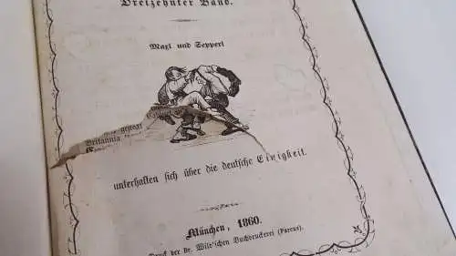 Münchener Punsch humoristisches Original Blatt 13 Band 1860 Humor Satire