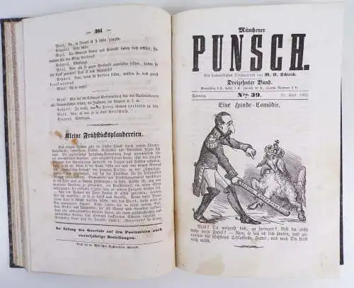 Münchener Punsch humoristisches Original Blatt 13 Band 1860 Humor Satire