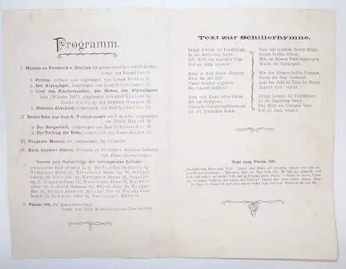 Gymnasium Günzburg 1912 Einladung Schillers Todestag 1905