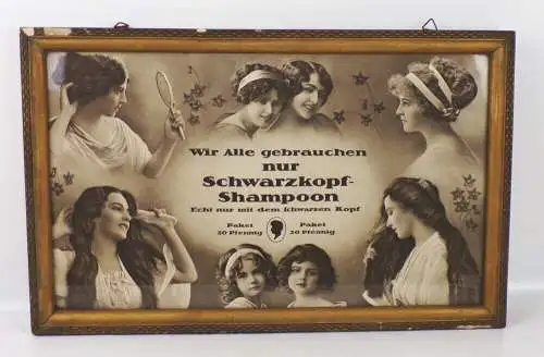 Schwarzkopf Shampoo Werbe Druck Bilderrahmen 1930er Reklame Sammler