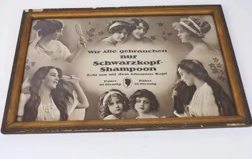 Schwarzkopf Shampoo Werbe Druck Bilderrahmen 1930er Reklame Sammler