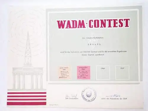 Urkunden Nachlass Amateurfunk WADM Contest Diplom DDR 1960er 