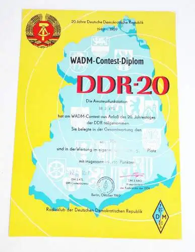 Urkunden Nachlass Amateurfunk WADM Contest Diplom DDR 1960er 