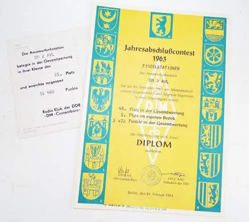 Urkunden Nachlass Amateurfunk WADM Contest Diplom DDR 1960er