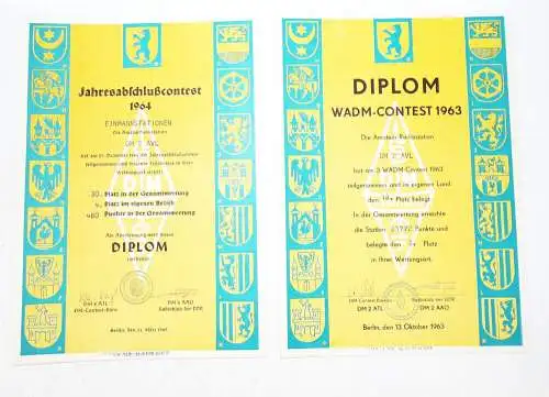 Urkunden Nachlass Amateurfunk WADM Contest Diplom DDR 1960er