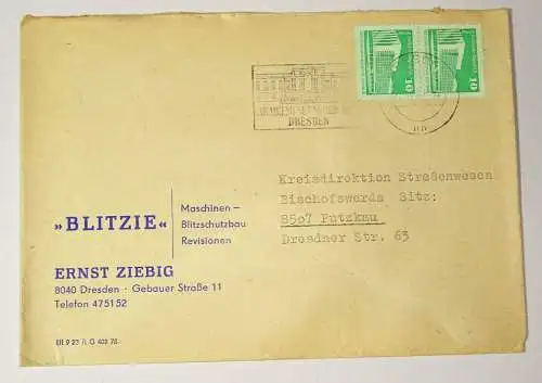 Firmen Brief BLITZIE Ernst Ziebig Dresden Blitzschutzbau 1983