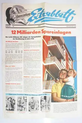 Sparer Zeitung 1959 Extrablatt Berlin Freiexemplar 12 Milliarden Spareinlagen