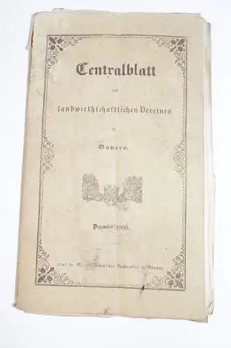 Centralblatt des landwirtschaftlichen Vereins in Bayern ab 1836 Konvolut