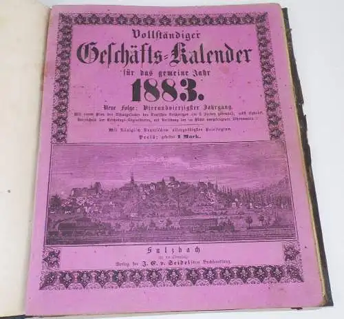 Geschäfts Kalender Schaltjahr  1883  Sulzbach Oberpfalz Handzeichnung