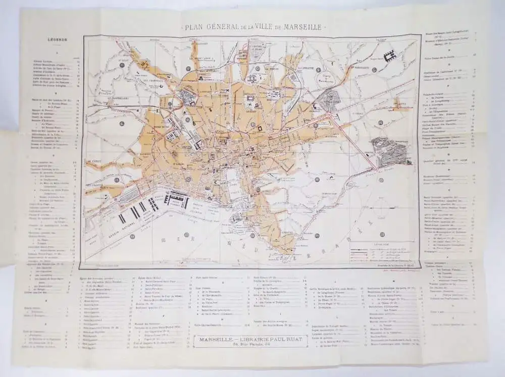 Plan de Marseille Frankreich um 1900 Stadtplan 1