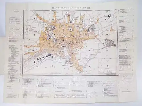 Plan de Marseille Frankreich um 1900 Stadtplan