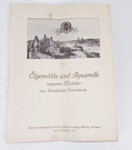 Helbing München Ölgemälde und Aquarelle 1910 Auktionskatalog