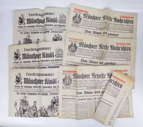 Zeitungen Lot Münchner Kindl u Nachrichten 1912 und 1937 Faschingszeitung