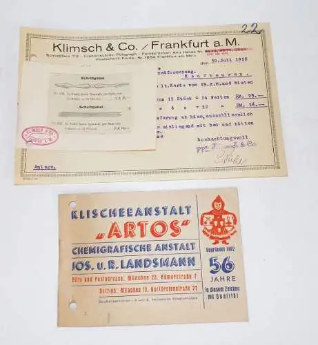 Konvolut Klischee Reklame Kaufbeuren Prospekte 1928 bis 1949