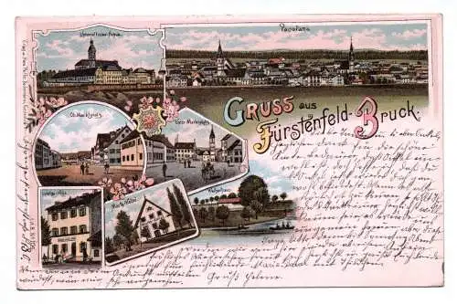 Litho Ak Gruss aus Fürstenfeld Bruck 1902 Marktplatz