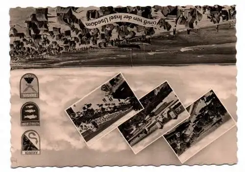 Ak Gruß von der Insel Usedom 1963 Menschen am Strand
