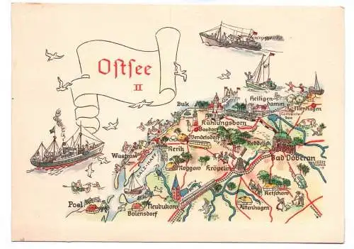 Ak Ostsee Karte Orte Wustrow Poel Bad Doberan 1962