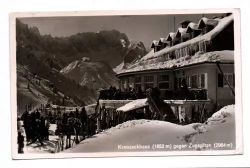 Foto Ak Kreuzeckhaus gegen Zugspitze1956 Garmisch Partenkirchen