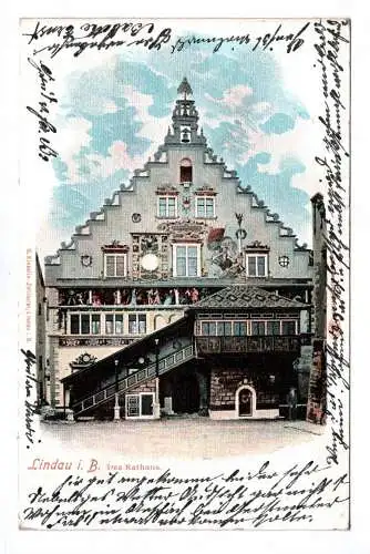 Künstler Ak Lindau in Bayern Das Rathaus