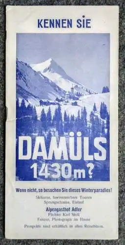 Damüls Wohin zum Wintersport 1932/33 alter Reiseprospekt