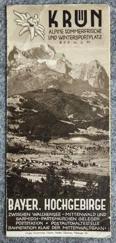 Reiseprospekt Krün Alpine Sommerfrische und Wintersportplatz Bayer. Hochgebirge