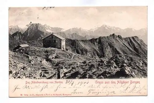 Ak Das Nebelhornhaus von Norden Gruss aus den Allgäuer Bergen 1901