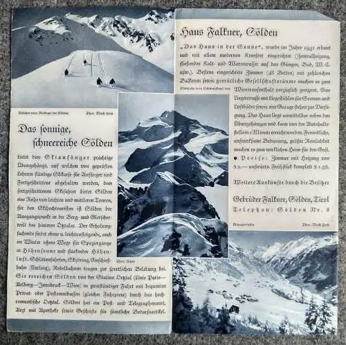 Haus Faltner Gölden Oetztal Tirol alter Reise Prospekt