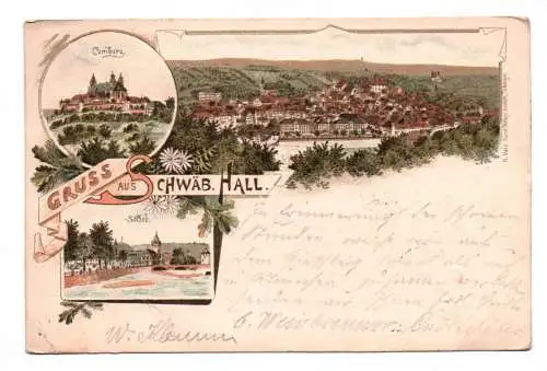 Litho Ak Gruss aus Schwäbisch Hall 1894