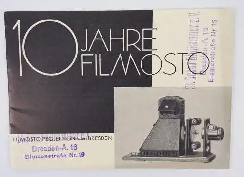 Prospekt 10 Jahre Filmosto Dresden Filmapparate Projektoren 1933