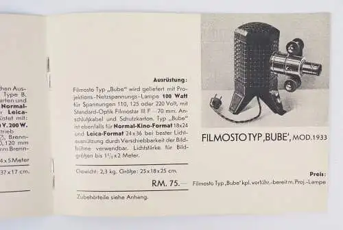 Prospekt 10 Jahre Filmosto Dresden Filmapparate Projektoren 1933